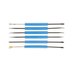 Solder cleaning kit 6 pieces, complete set with knife, brushes, scraper, hooks, forks and needle points