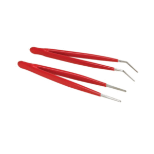 Set of precision tweezers, for fine electronic work, red