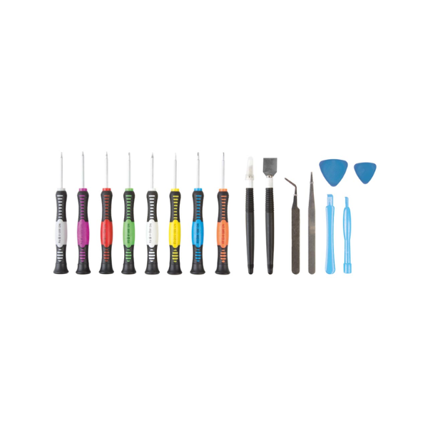 Toolkit, multifunctional, for smartphone and tablet, 16 pieces, non-magnetic, black