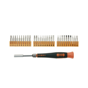 Precision screwdriver set, 32 pieces, chrome molybdenum vanadium, non-magnetic, black/orange